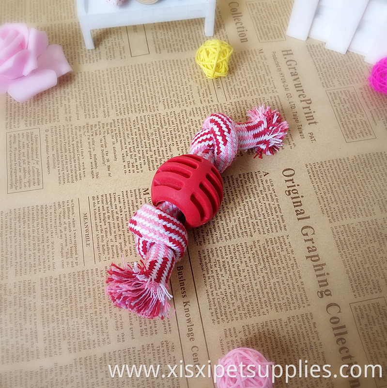 pet dog teething cleaning toy TPR ball rope toy for small dog